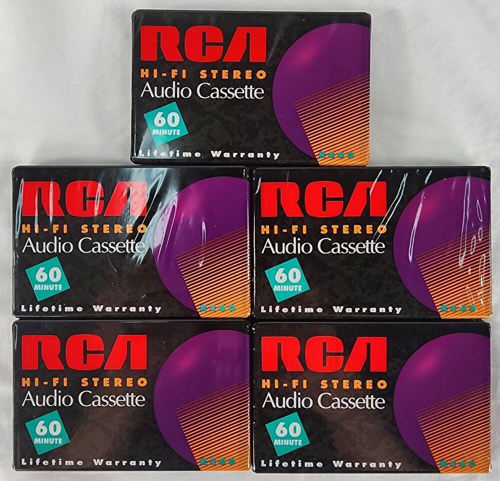 New RCA RC60 Hi Fi Stereo Audio Cassette Tapes 60-Min Lot of 5 Sealed